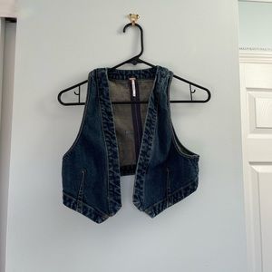 free people denim cropped vest